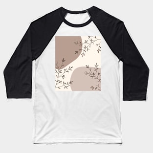 Simple Minimalist Abstract Leaves Flowers Warm Tones Pattern Baseball T-Shirt